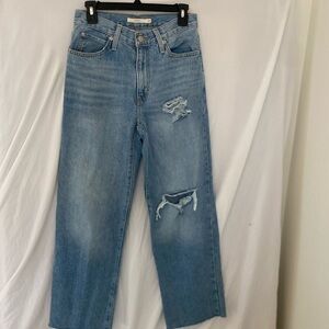 Levi's '94 Baggy Distressed Straight Wide Leg Light Denim Jeans High sz 25
